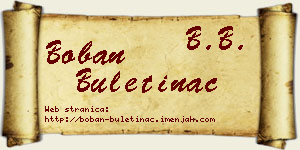 Boban Buletinac vizit kartica